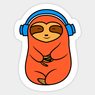 Happy Orange Sloth Listening to Music Sticker